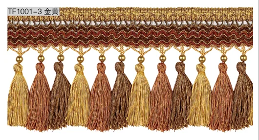 Wholesale Fringe Trim for Curtain, Long Tassel Handmade and Machine Produced Lace Pompom Curtain Elegant Silk Blek Out Curtains