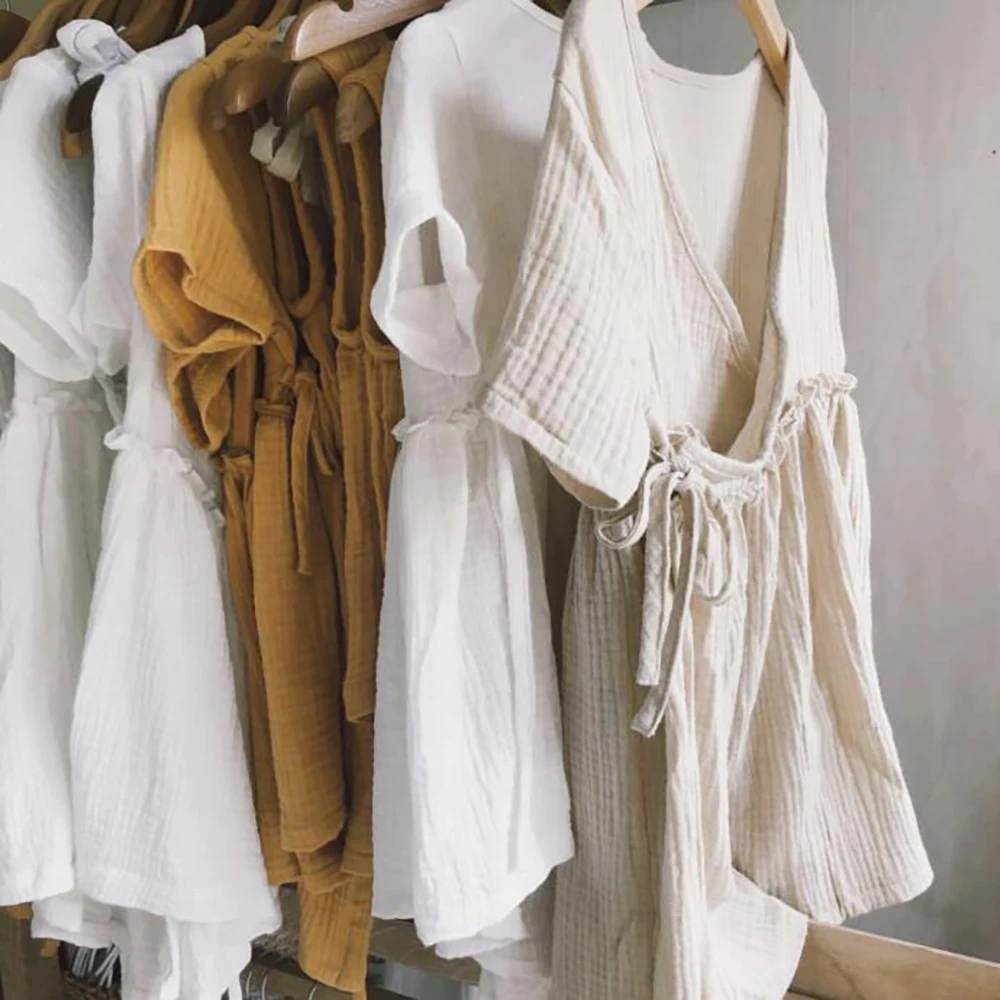 
New Arrival Newborn Toddler Baby Girls Dress Casual Summer Baby Clothes Girls Muslin Cotton Soft Vest Dress 