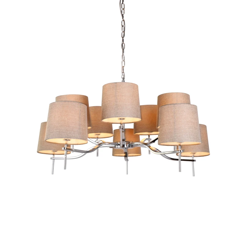 Traditional concise fashionable fabrics lampshade 6 lamp head chrome-plated living room bedroom hotel chandelier