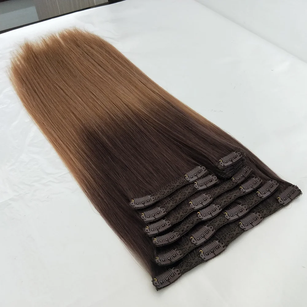 20inch 160g Fullhead Set Brazilian Virgin Remy Cuticle Aligned Natural Human Hair Clip In Human Hair Extensions