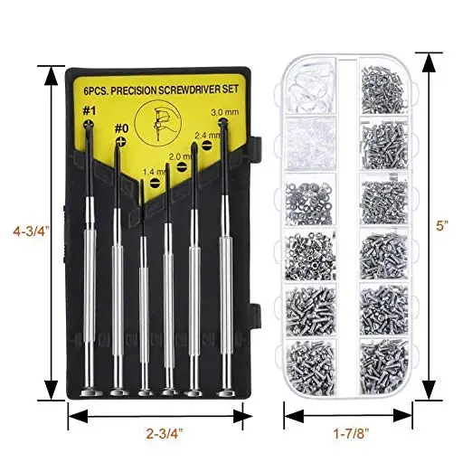 8 размеров, крошечные винты для очков, очки, очки, ремонт, замена микродеталей, набор в ассортименте, 1100 шт.