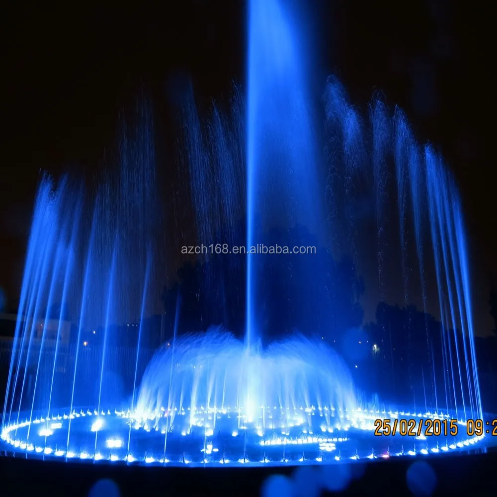 Mexico large stone garden fountain, large musical dancing water fountain with waterproof computer moving head light