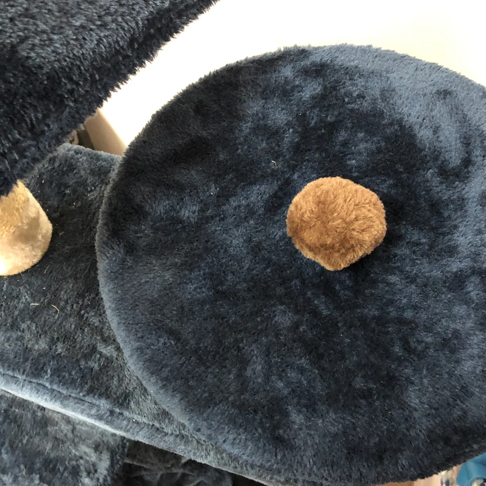 
Large big four level luxury cat tree dark blue Plush Hammock warm cat house Multilevel cat activity tree 