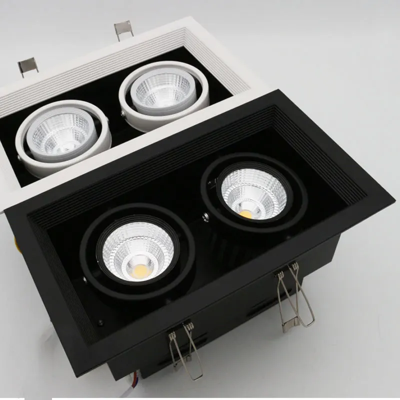 Led Daring Lamp Single Double Three Head Bean Gall Light COB Spotlight Three Head Embedded Grille Square Ceiling Light 20 Watt 1