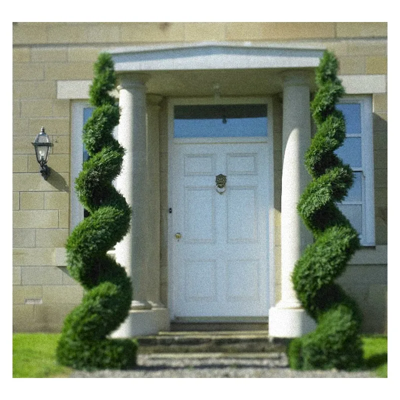 China factory UV resistant Green Plastic Artificial Boxwood  Spiral Potted Topiary Trees