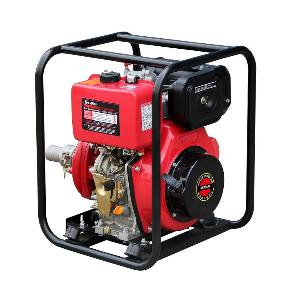2 inch Air-cooled high pressure cast iron water pump with 10HP 186FA diesel engine