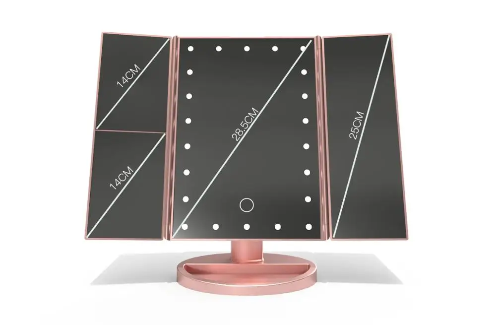 Missmeeca Table Stand Touch Screen Sensor Trifold Travel Vanity Mirror with 22 Lights
