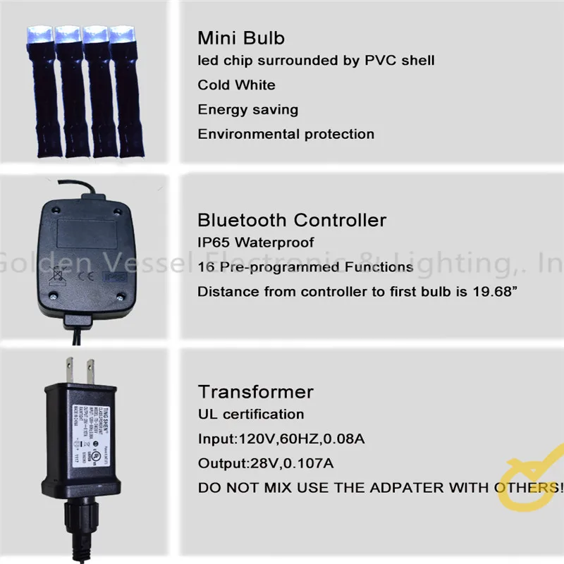 Smart String Lights 200Led 65ft 18 Functions, bluetooth Wireless Smartphone APP Controlled string christmas light