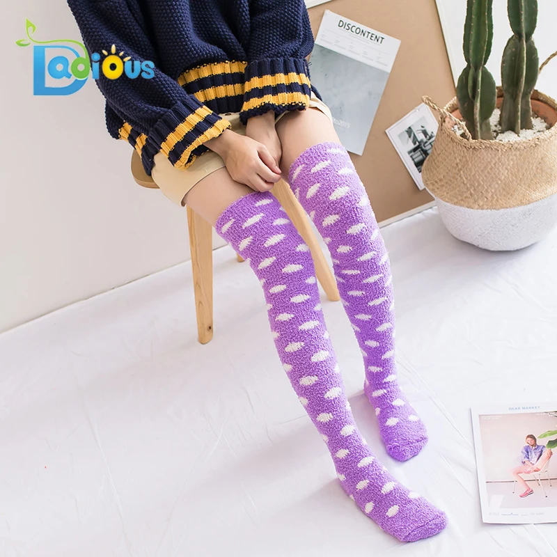 Original Cute Women Adult Stockings Hot Teen Girls Fuzzy Socks Knee socks Stripe Knee High Sock