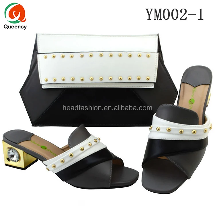 YM002 Queency Fashion Wholesale African Dress Shoes and Matching Bags Yellow