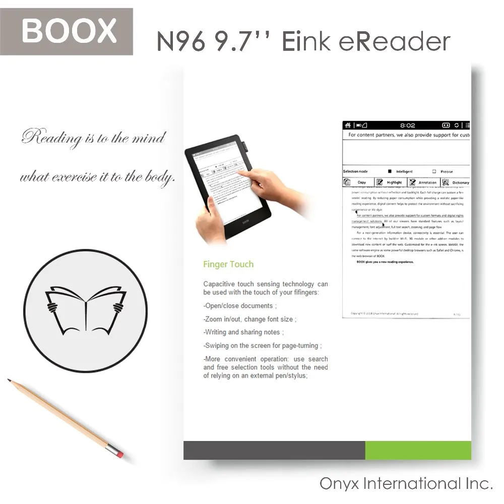 Электронная книга BOOX N96 card, 9,7 дюйма, двойное касание, встроенная подсветка