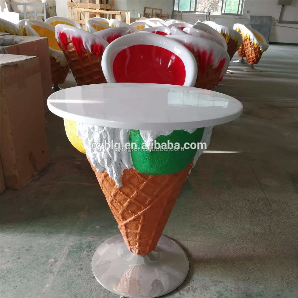 ice cream shaped fiberglass rubbish bin for shopping mall decoration