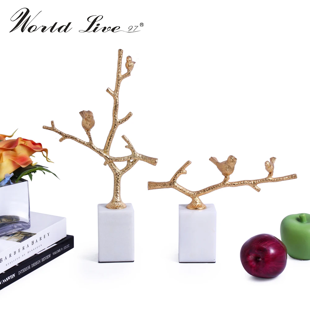 
Gold metal flowers crafts welding wholesale gifts items with marble base 