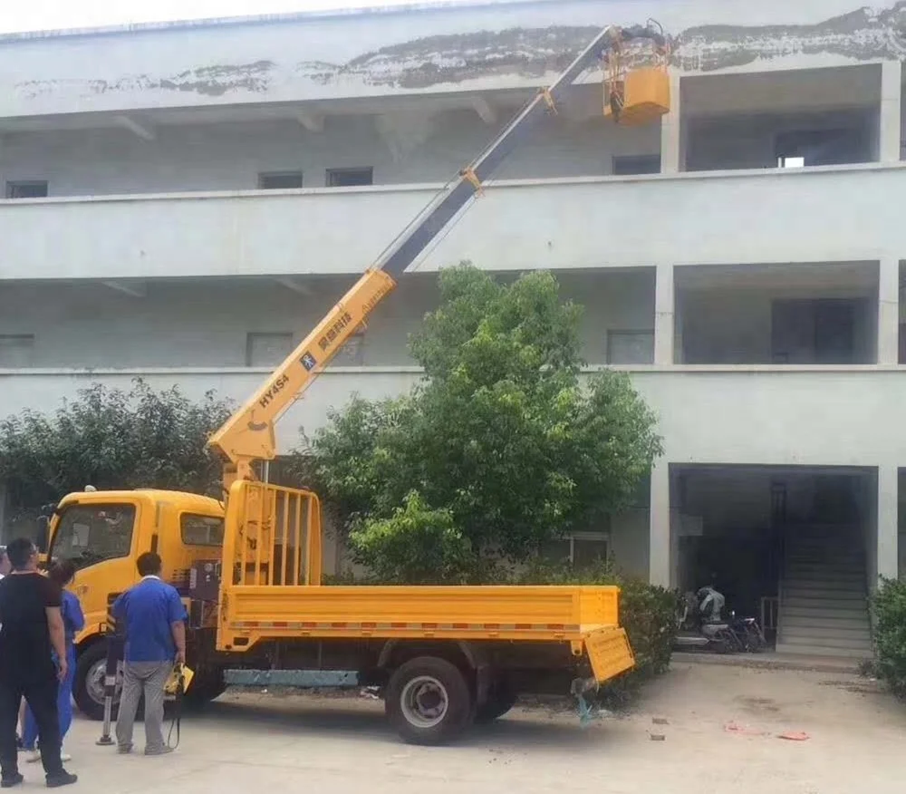 China radio remote control for mini truck mounted crane with basket for sale