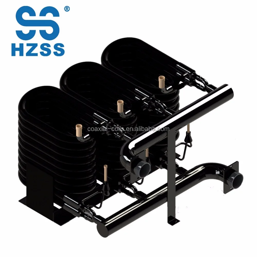 
China hot selling 36 HP tube in tube copper corrugated tube coaxial heat exchanger heat pump 
