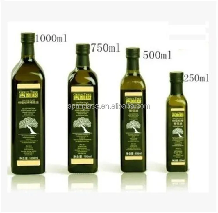 250ml dark green glass olive oil bottle with cap