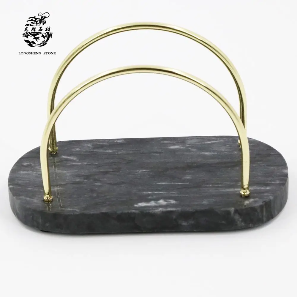 New Design Black Marble Metal Napkin Rack Wall-mounted round Iron Paper Towel Holder for Bathroom Home Organizing Tool on Sale