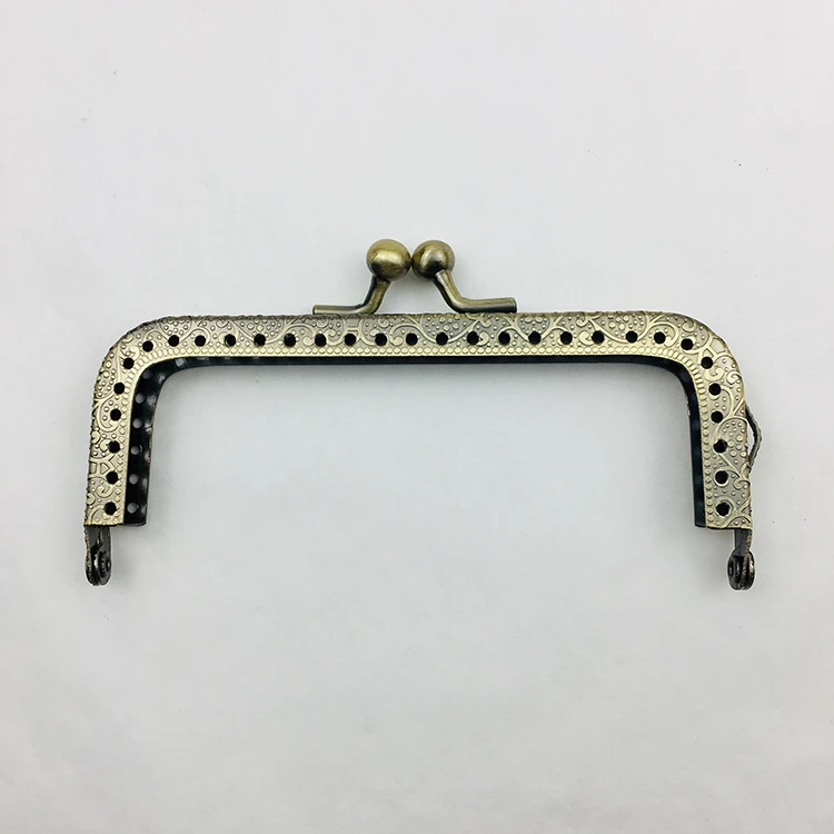 Wholesale 10.5cm Square Printing Double Side Ear DIY Sew In Handbag Bronze Coin Metal Purse Frame