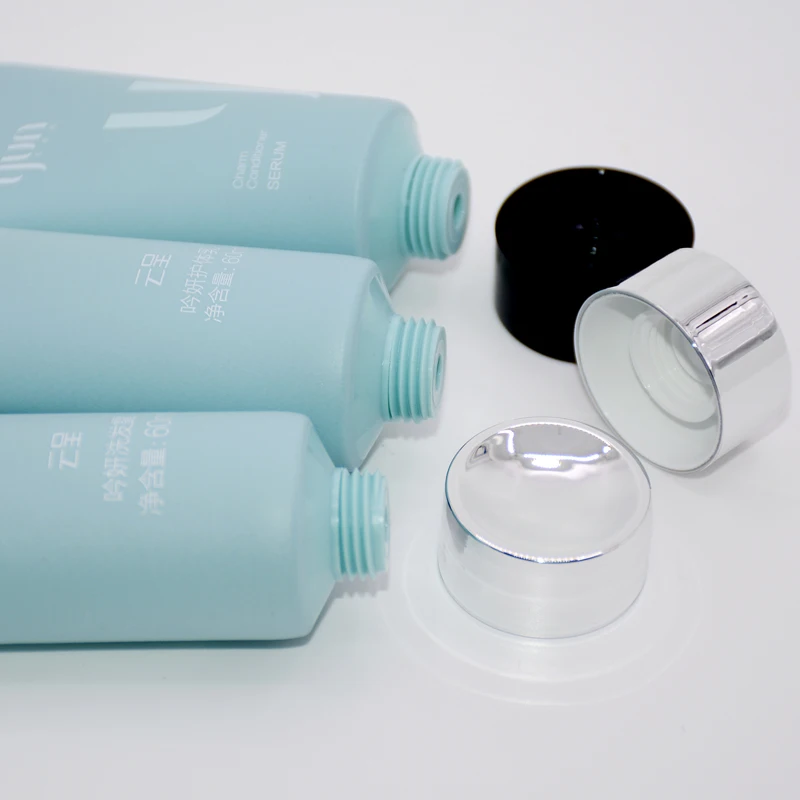 100ml Natural Skincare Packaging Textured Matte Finishing Empty Face Wash Tubes Cosmetic Plastic Tubes With Silver Screw Cap