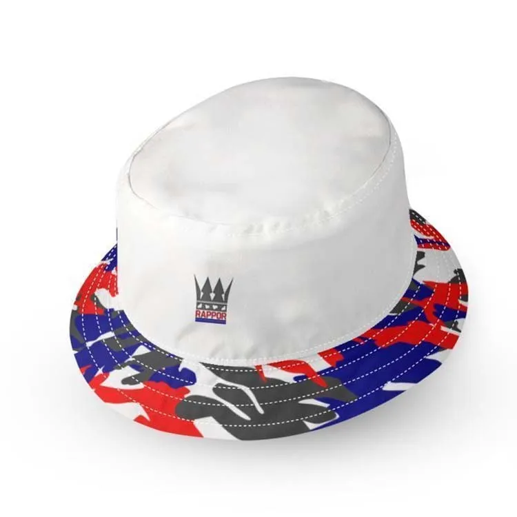 2020 White Custom print Bucket hat with embroidery logo