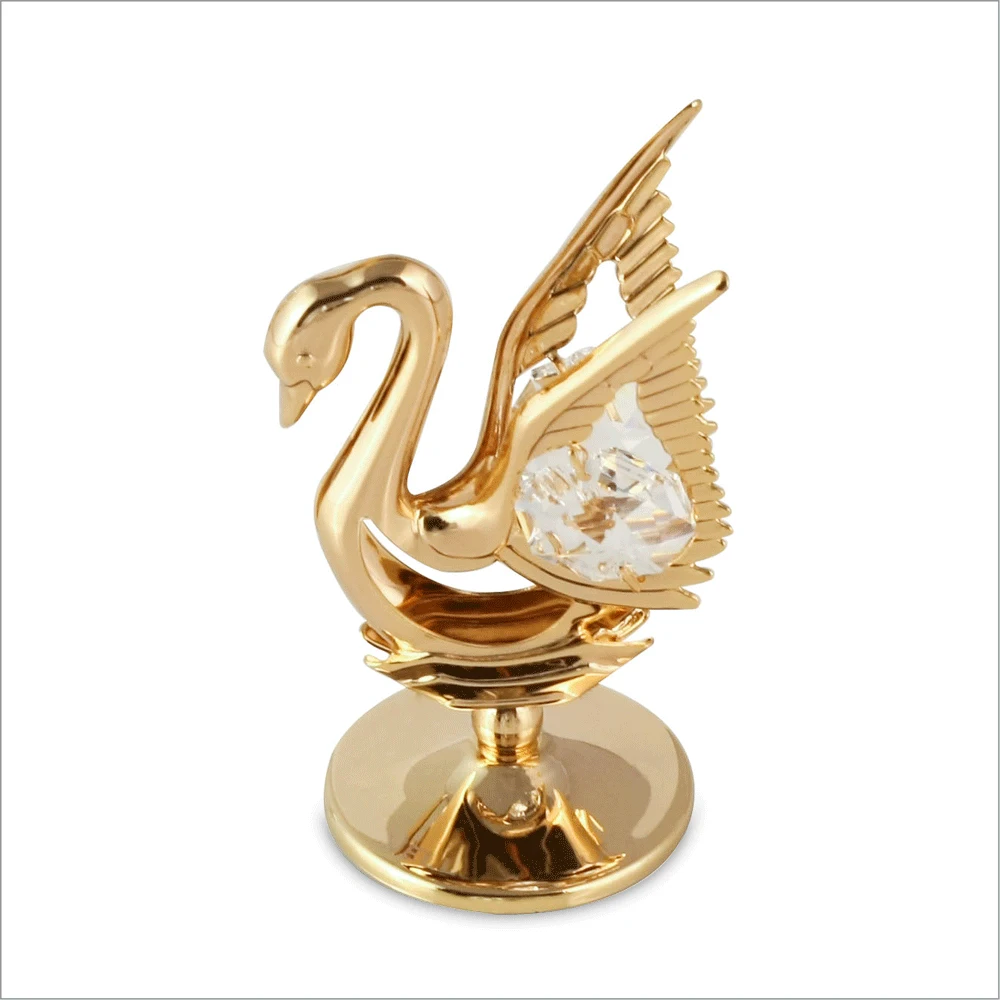 Crystocraft Gold Plated Metal Swan with Brilliant Cut Crystals Wedding Return Gift Ideas