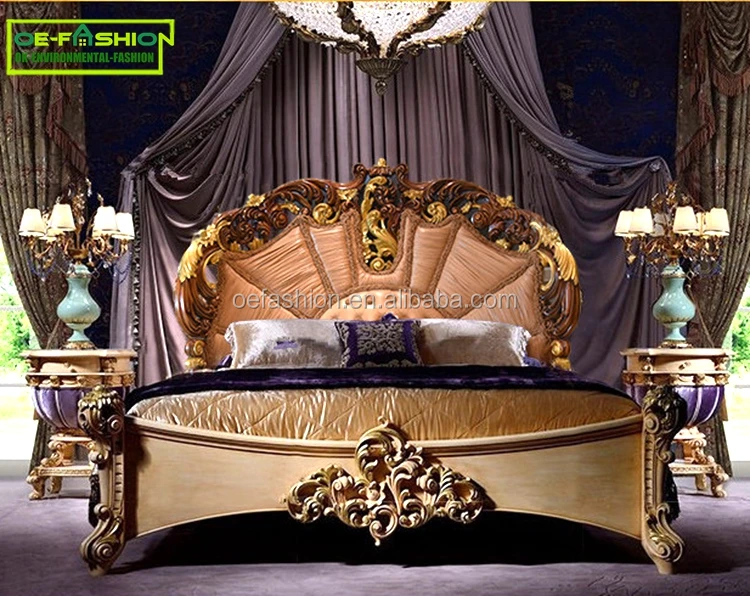 Роскошные твердых резьба по дереву двуспальная кровать номер мебель антикварная спальный гарнитур