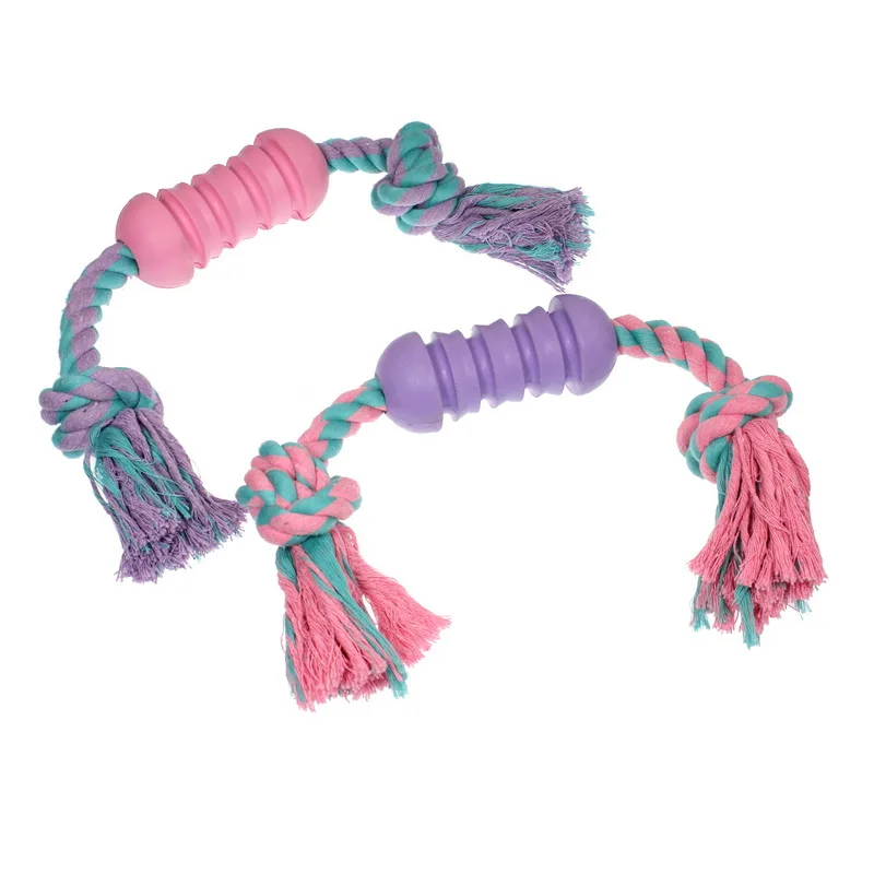 499 MOQ  Customizable Colors Pet dog Chew Toys  Cotton Rope rubber wholesale dog food dispenser durable for chewing treat ball