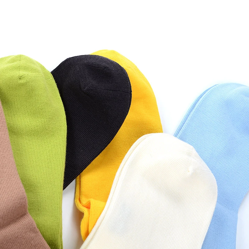 MEIKAN Colorful Uniform Elite Thin Cotton Plain White Gray Black Cotton Ribbed Business Crew Socks Mens Socks