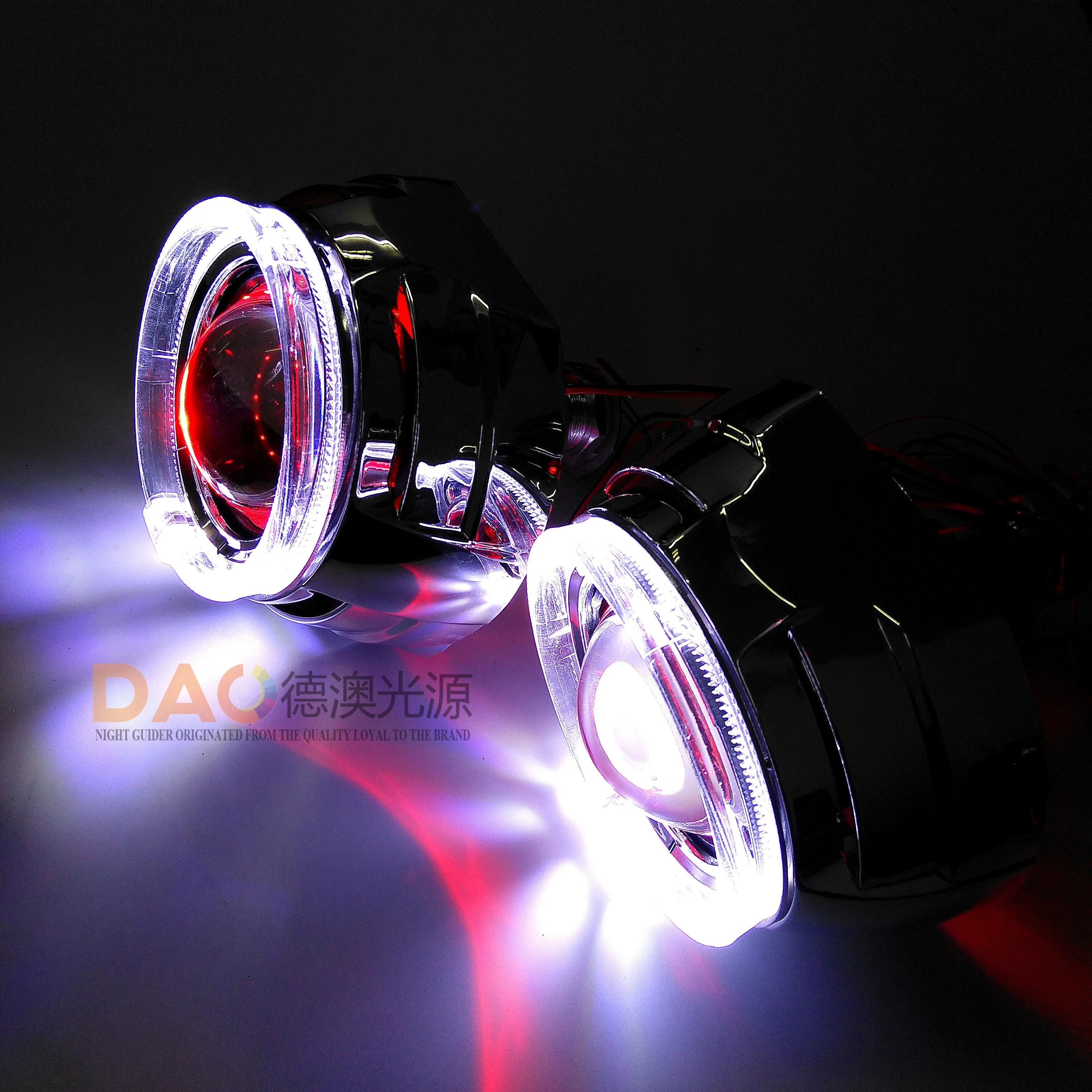 DAO  car led angel eyes  universal h1bulb hi low beam Bi Xenon HID Projector Lens for car  headlight