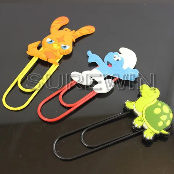 Eco-friendly material soft pvc bookmark with various cute cartoon logo for children's book