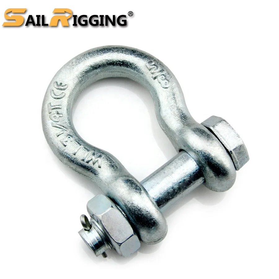 20 Ton G2130 shackle Heavy Load Drop Forged Safety Bolt Bow shackel bow shackle safety pin