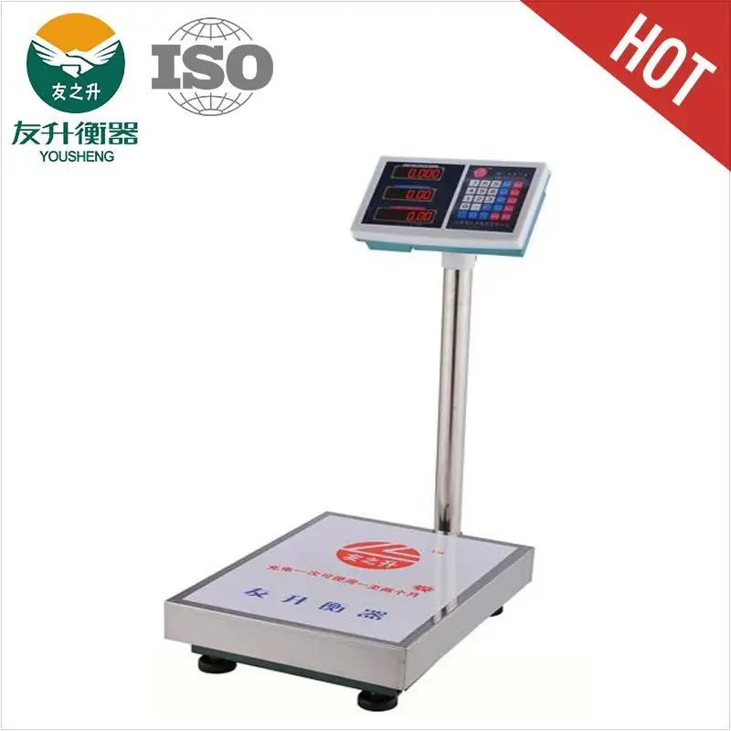 Stainless Steel 201 Plate 300kg Weighing Platform Scale LED Red Light Display,40*50cm Table Size,Heavy Duty Frame
