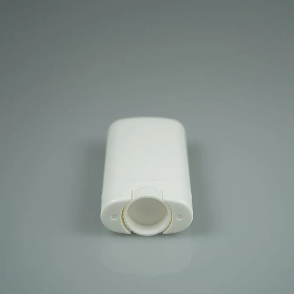white 15g plastic deodorant tube , oval lip balm tube, oval solid perfume container clay blush tube