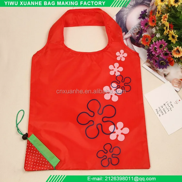 Recycled Polyester Foldable Bags Fruit Shaped Foldable Eco Tote Bag For Promotion
