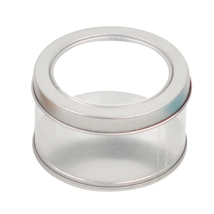 7.5*4.5cm with clear lid round acrylic tin gift packaging PVC wedding luxury chocolate box