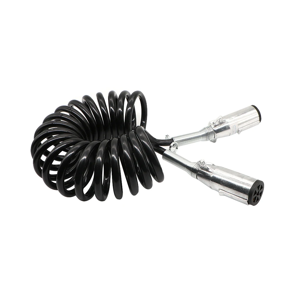 Guangying Brand 7 Core/pin Truck Tractor Trailer Spring Cable 7x0.5mm2 Coiled truck cord 12V