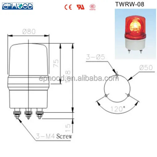 Tend TWRW-08 (80mm) Flashing Warning Light Tower Light