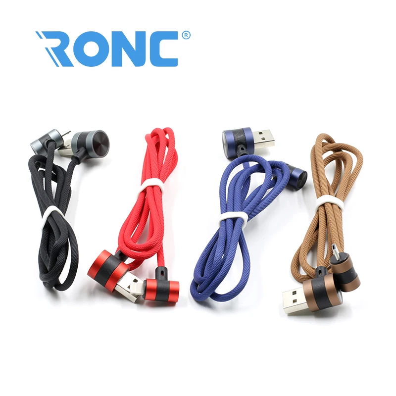 Зарядки передачи данных плетеный нейлоновый 90 градусов Micro USB кабель для телефона