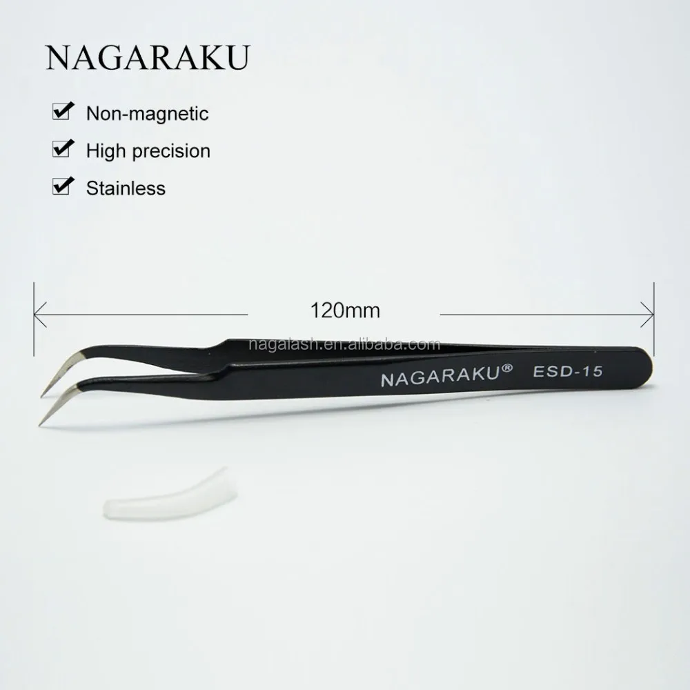 NAGARAKU stainless non-magnetic eyelash extension tweezers false eyelash tweezers private label