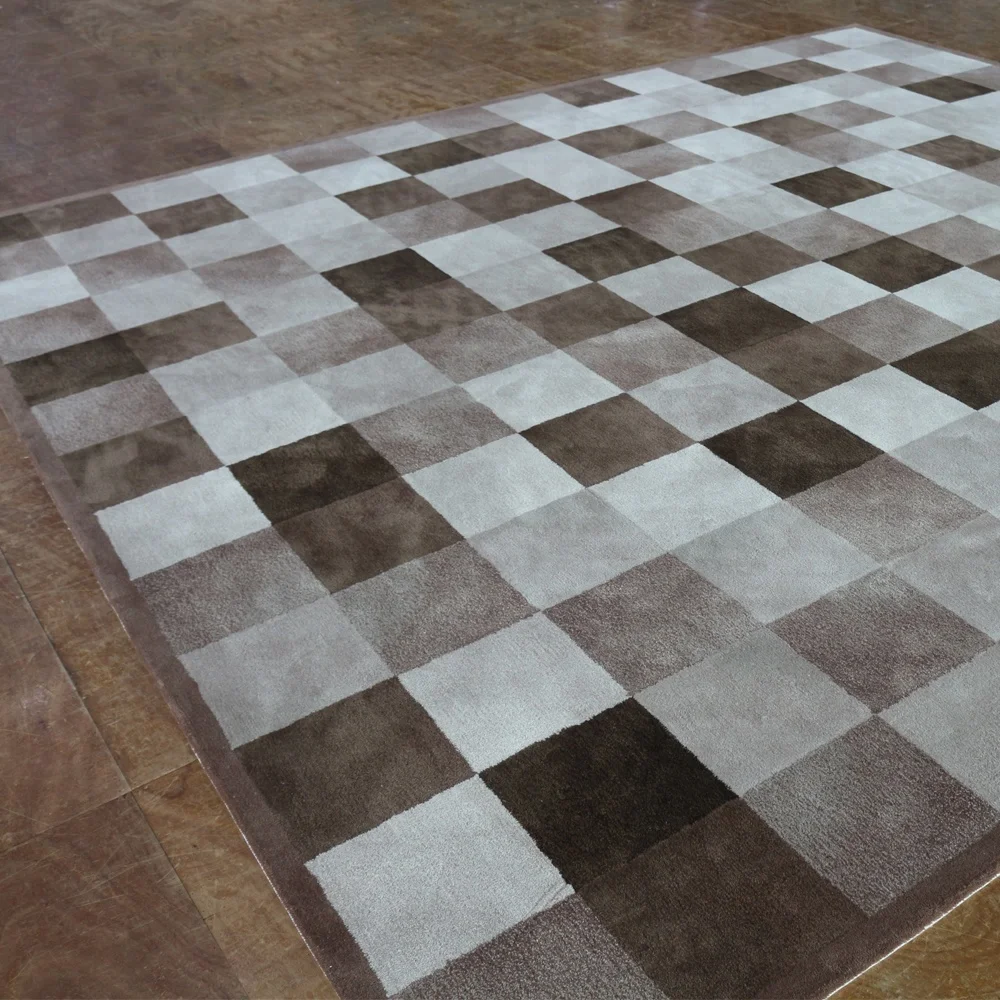 Chess board rug brown check carpet and rug