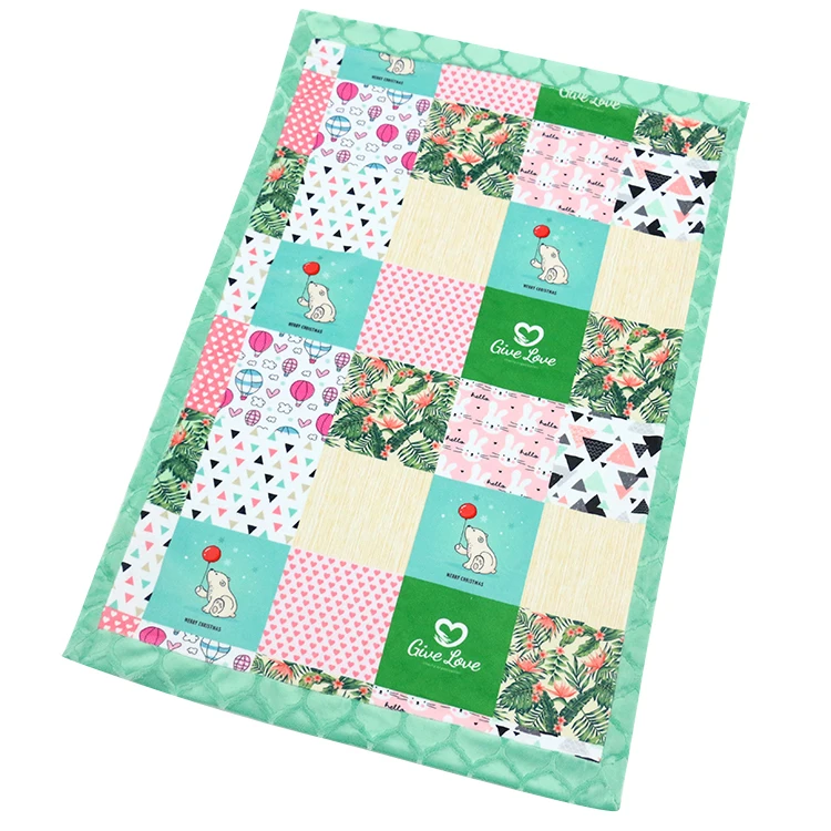 Free Sample Modern Patchwork Picnic Baby Girl Minky Blanket