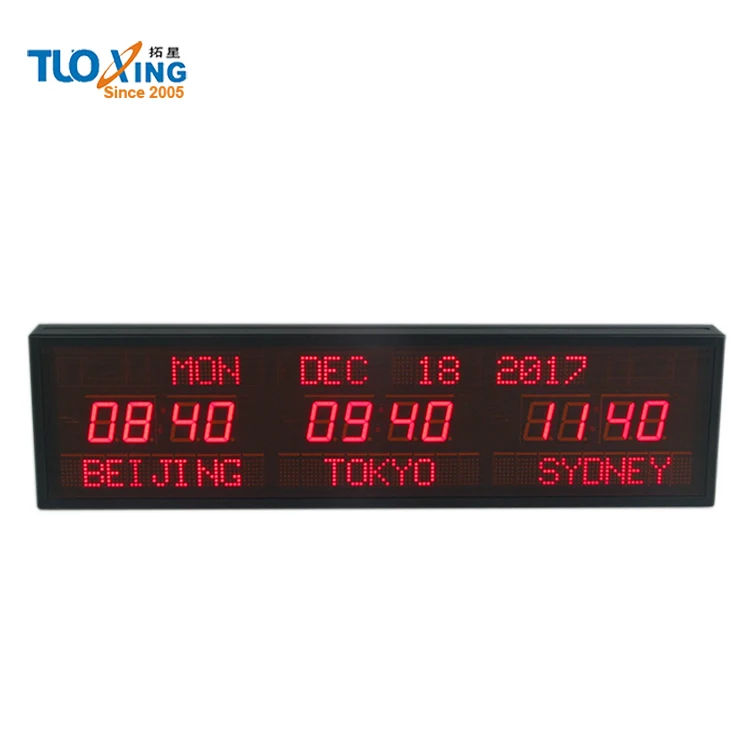 1.8 inch LED digital world time calendar clock wall clock