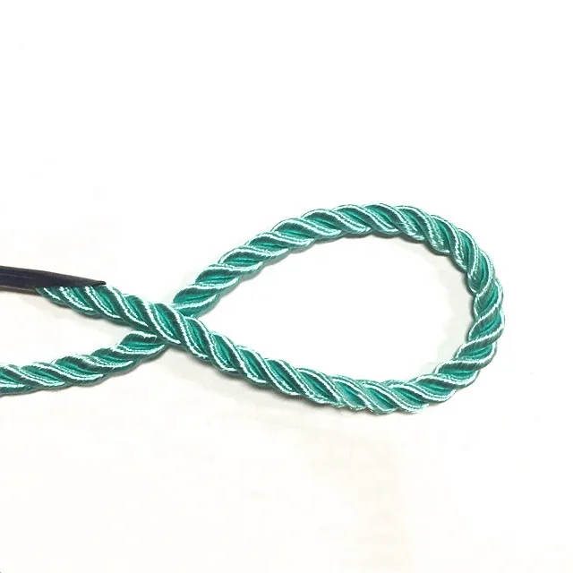 Fashion pp/polyester 8mm twisted rope shopping bag handle rope with metal barb