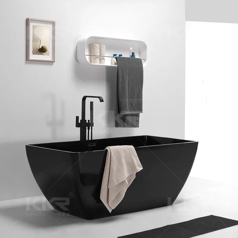 KKR Artificial Stone Black Color Bath Bathtubs Black Tub for Bathroom