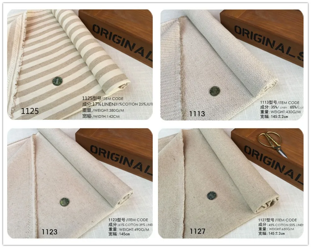 
150CMx100CM Contemporary Heavy Linen Cotton Fabric Natural Woven Upholstery DIY Eco-friendly Sofa Cover Fabric Width 145 cm Sell 