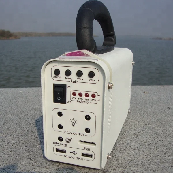 Portable 10w solar lighting kit with lead-acid battery solar home system for outdoor lighting