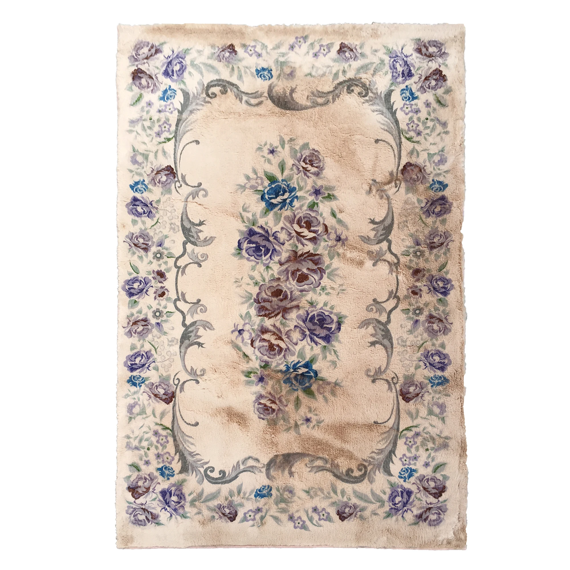 New arrival Home Decor Angora rabbit hair like faux fur printed canvas backing area large rugs for living room