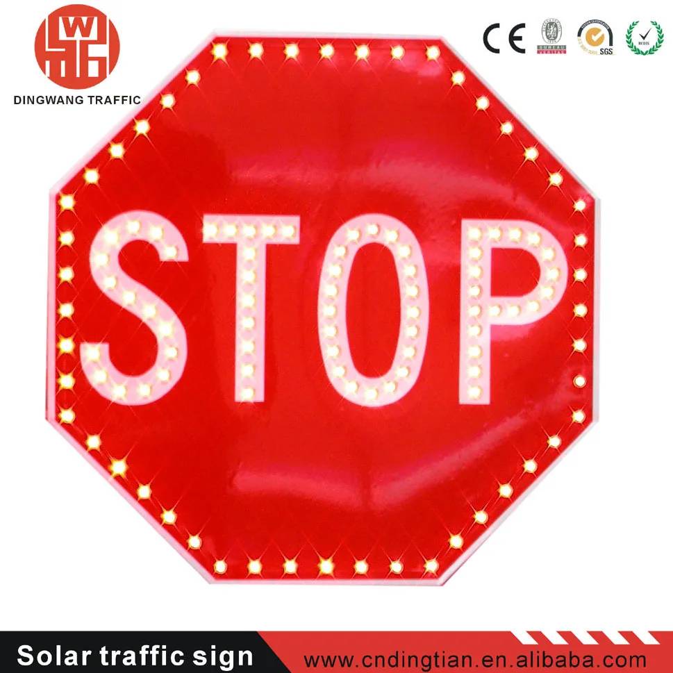 DingTing15 Custom Solar Powered LED Traffic Security STOP Sign