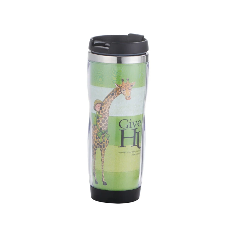 500ml Double wall plastic thermo leak-proof travel mug with paper insert