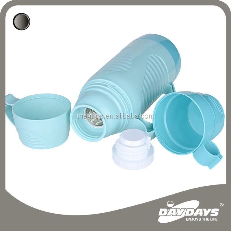 PP Plastic Body Glass Refill Inside Thermos with Two Cups Water Bottle vacummflask